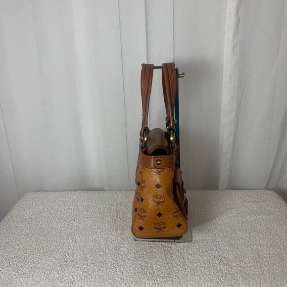 GUC MCM SMALL COGNAC VISETOS BOSTON BAG, L 10” x H 6.5” x D 3.5” - Picture 3 of 9